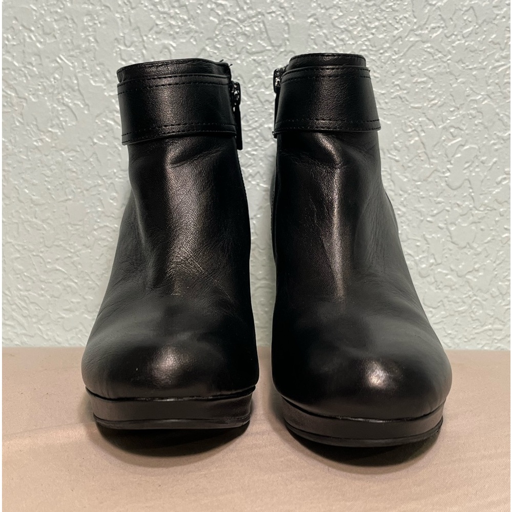 GIANI BERNINI Netty Black Heeled Leather Ankle Boots Size 5.5 - Picture 3 of 11